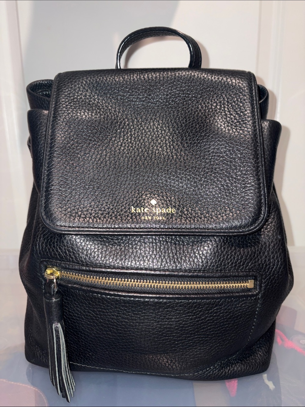 kate spade Black Pebbled Leather Backpack